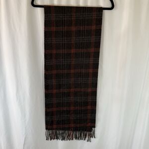 Phenix 100% Cashmere Scarf Unisex Brown Plaid Soft Width 12" Length 60"